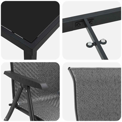 Trädgårdsmöbelset 7 pcs Grå Pulverlackerat stål