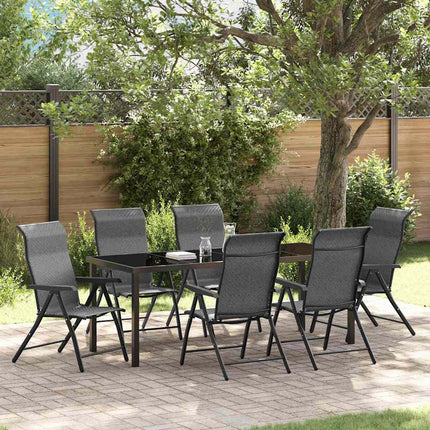 Trädgårdsmöbelset 7 pcs Grå Pulverlackerat stål