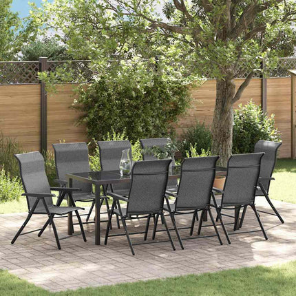 Trädgårdsmöbelset 9 pcs Grå Pulverlackerat stål