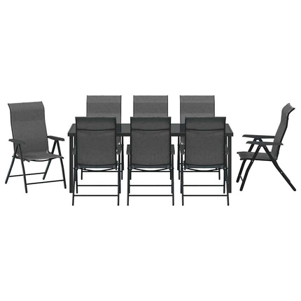 Trädgårdsmöbelset 9 pcs Grå Pulverlackerat stål