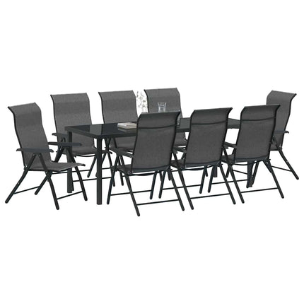 Trädgårdsmöbelset 9 pcs Grå Pulverlackerat stål