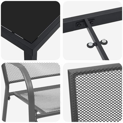 Trädgårdsmöbelset 3 pcs Antracit Pulverlackerat stål