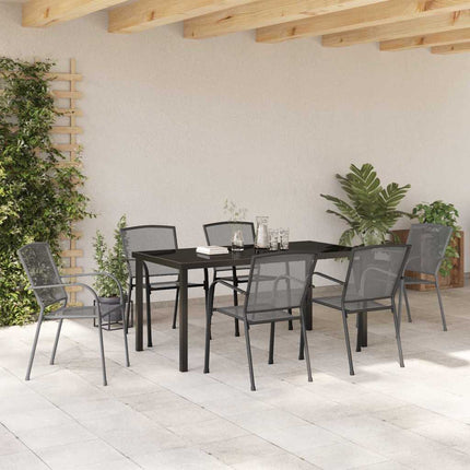 Trädgårdsmöbelset 7 pcs Antracit Pulverlackerat stål