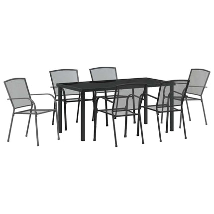 Trädgårdsmöbelset 7 pcs Antracit Pulverlackerat stål