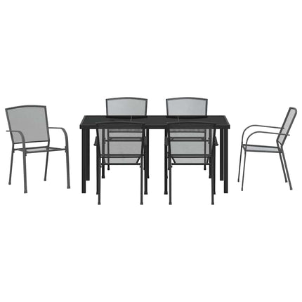 Trädgårdsmöbelset 7 pcs Antracit Pulverlackerat stål