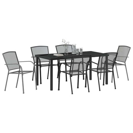 Trädgårdsmöbelset 7 pcs Antracit Pulverlackerat stål