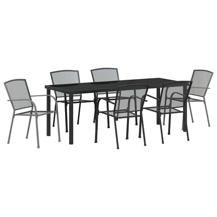 Trädgårdsmöbelset 7 pcs Antracit Pulverlackerat stål