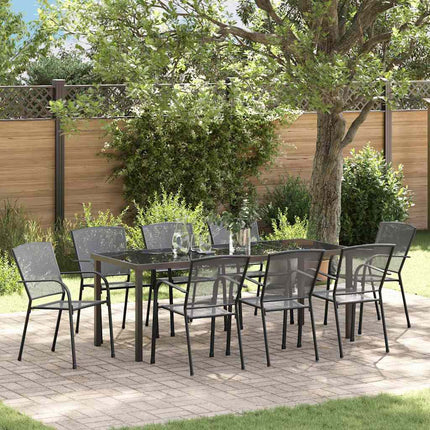 Trädgårdsmöbelset 9 pcs Antracit Pulverlackerat stål