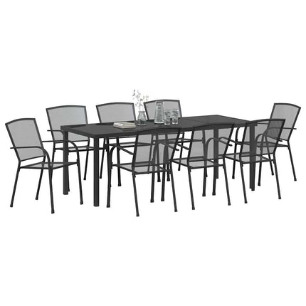 Trädgårdsmöbelset 9 pcs Antracit Pulverlackerat stål