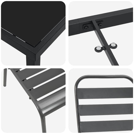 Trädgårdsmöbelset 3 pcs Antracit Pulverlackerat stål