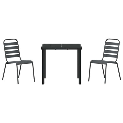 Trädgårdsmöbelset 3 pcs Antracit Pulverlackerat stål