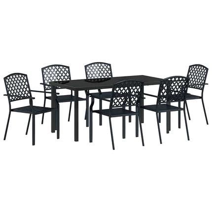 Trädgårdsmöbelset 7 pcs Antracit Pulverlackerat stål