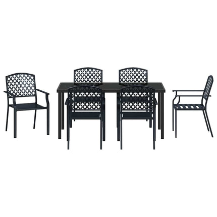 Trädgårdsmöbelset 7 pcs Antracit Pulverlackerat stål
