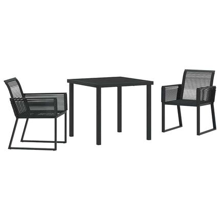 Trädgårdsmöbelset 3 pcs Svart Pulverlackerat stål