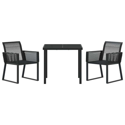 Trädgårdsmöbelset 3 pcs Svart Pulverlackerat stål