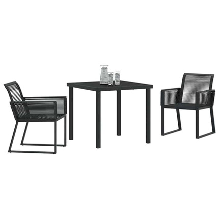 Trädgårdsmöbelset 3 pcs Svart Pulverlackerat stål