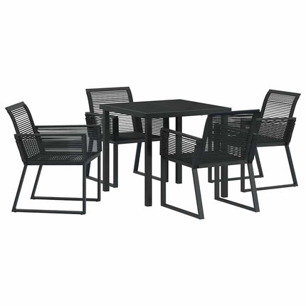 Trädgårdsmöbelset 5 pcs Svart Pulverlackerat stål