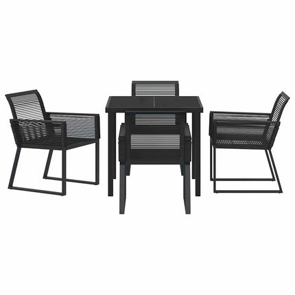 Trädgårdsmöbelset 5 pcs Svart Pulverlackerat stål