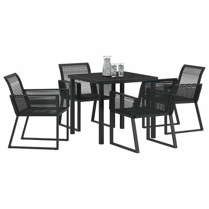Trädgårdsmöbelset 5 pcs Svart Pulverlackerat stål