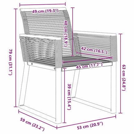 Trädgårdsmöbelset 5 pcs Svart Pulverlackerat stål