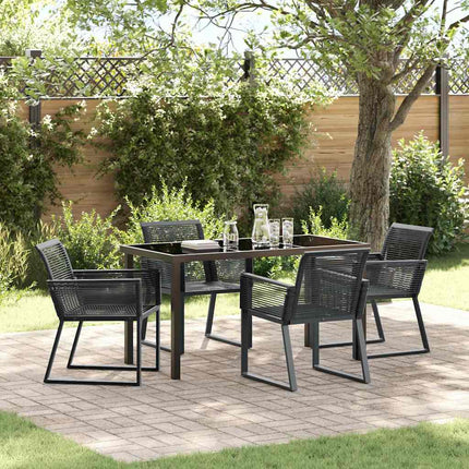 Trädgårdsmöbelset 5 pcs Svart Pulverlackerat stål
