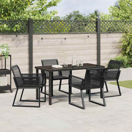 Trädgårdsmöbelset 5 pcs Svart Pulverlackerat stål