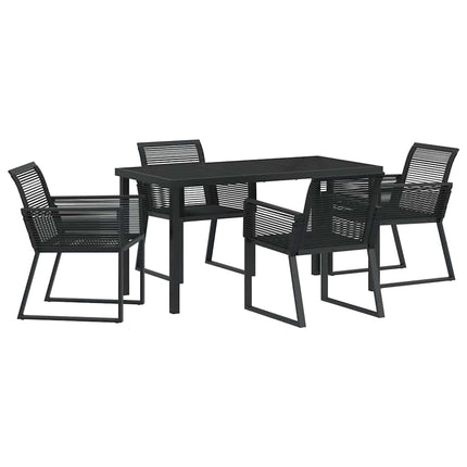 Trädgårdsmöbelset 5 pcs Svart Pulverlackerat stål