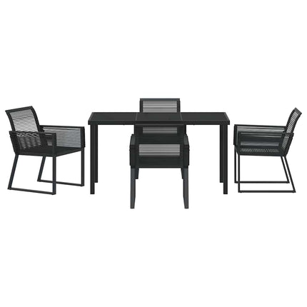 Trädgårdsmöbelset 5 pcs Svart Pulverlackerat stål