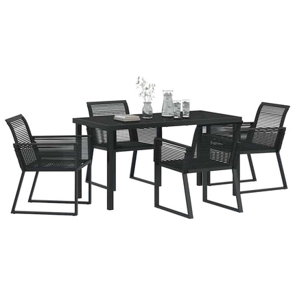 Trädgårdsmöbelset 5 pcs Svart Pulverlackerat stål