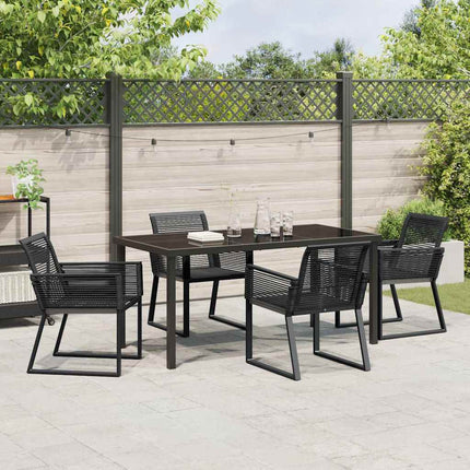 Trädgårdsmöbelset 5 pcs Svart Pulverlackerat stål