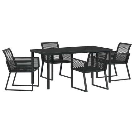 Trädgårdsmöbelset 5 pcs Svart Pulverlackerat stål