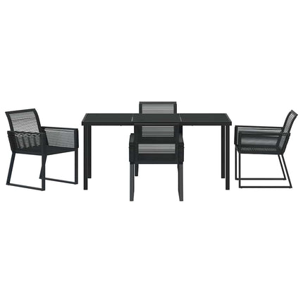 Trädgårdsmöbelset 5 pcs Svart Pulverlackerat stål