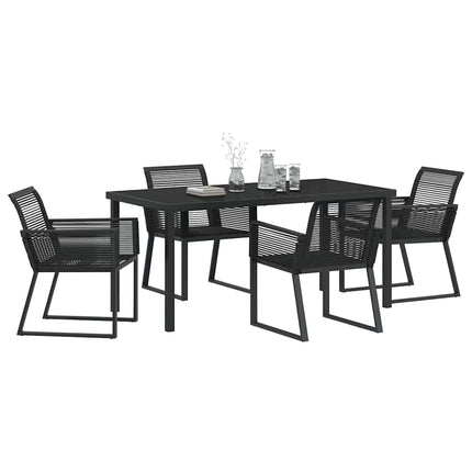 Trädgårdsmöbelset 5 pcs Svart Pulverlackerat stål