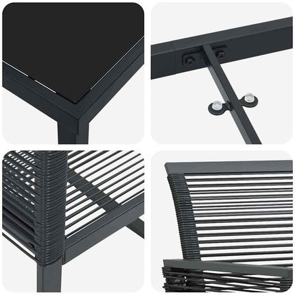 Trädgårdsmöbelset 7 pcs Svart Pulverlackerat stål
