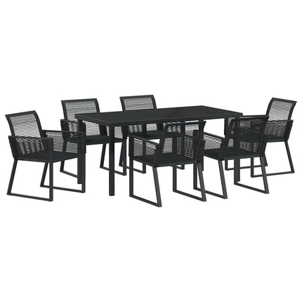 Trädgårdsmöbelset 7 pcs Svart Pulverlackerat stål