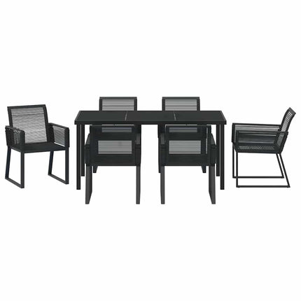 Trädgårdsmöbelset 7 pcs Svart Pulverlackerat stål