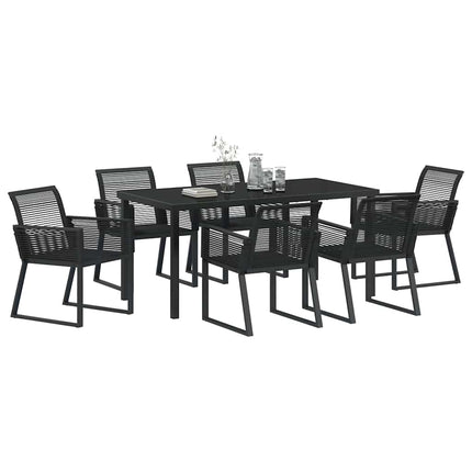Trädgårdsmöbelset 7 pcs Svart Pulverlackerat stål