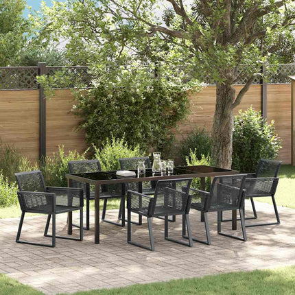 Trädgårdsmöbelset 7 pcs Svart Pulverlackerat stål