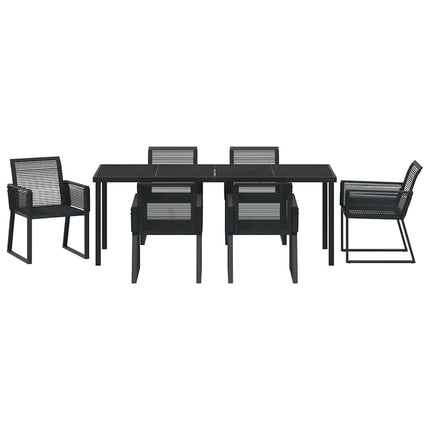 Trädgårdsmöbelset 7 pcs Svart Pulverlackerat stål