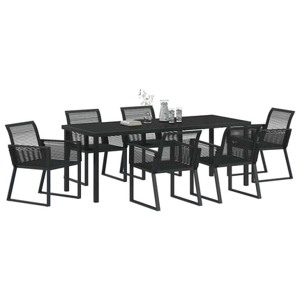 Trädgårdsmöbelset 7 pcs Svart Pulverlackerat stål
