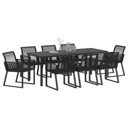 Trädgårdsmöbelset 9 pcs Svart Pulverlackerat stål