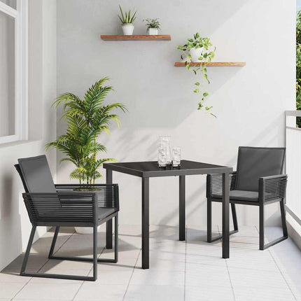 Trädgårdsmöbelset 3 pcs Svart Pulverlackerat stål