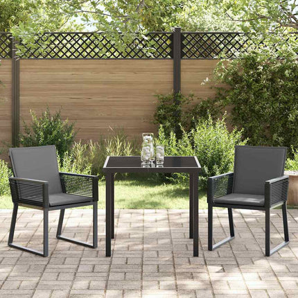 Trädgårdsmöbelset 3 pcs Svart Pulverlackerat stål