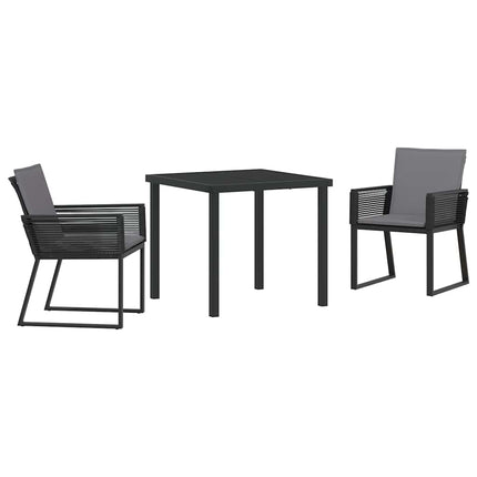 Trädgårdsmöbelset 3 pcs Svart Pulverlackerat stål