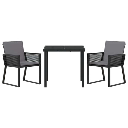 Trädgårdsmöbelset 3 pcs Svart Pulverlackerat stål