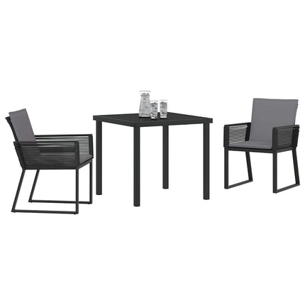 Trädgårdsmöbelset 3 pcs Svart Pulverlackerat stål