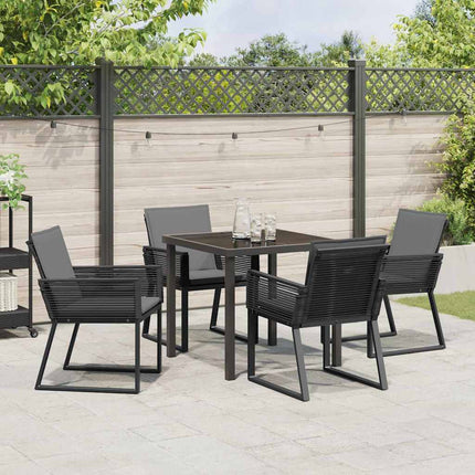 Trädgårdsmöbelset 5 pcs Svart Pulverlackerat stål