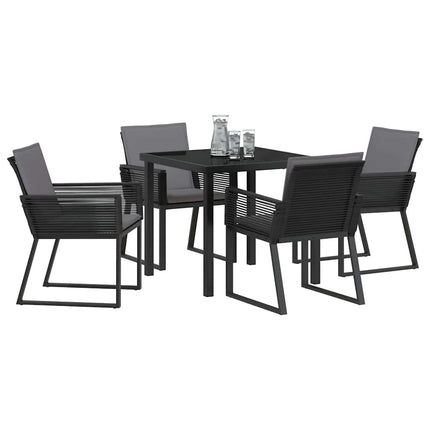 Trädgårdsmöbelset 5 pcs Svart Pulverlackerat stål