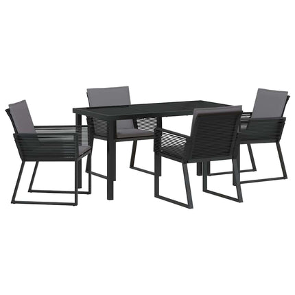 Trädgårdsmöbelset 5 pcs Svart Pulverlackerat stål
