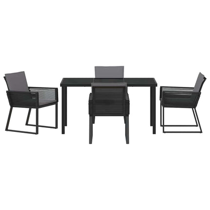 Trädgårdsmöbelset 5 pcs Svart Pulverlackerat stål